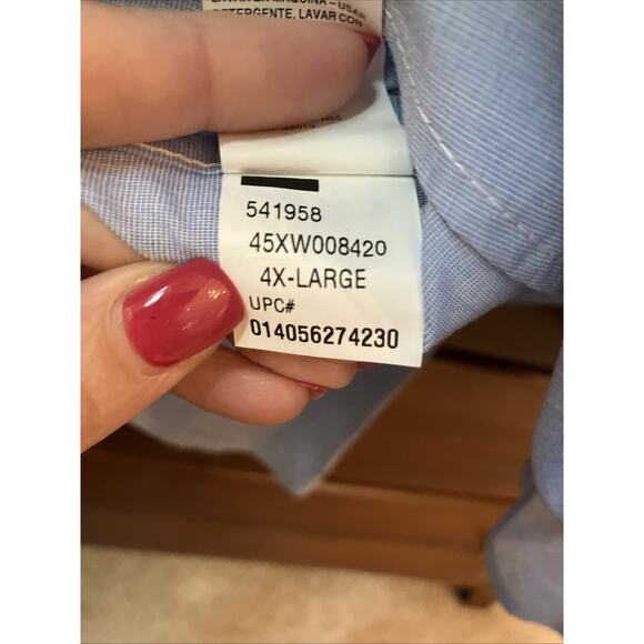 Izod Button Down Shirt Men 4XL Big Blue Premium Essentials Long Sleeve Collared - Picture 9 of 12